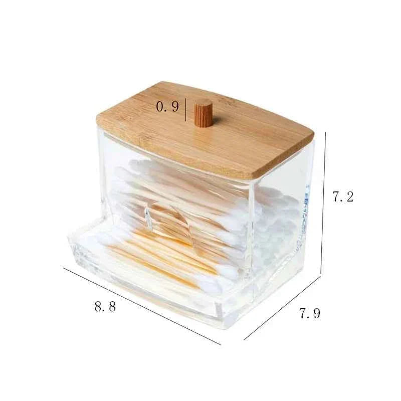 Bamboo Cotton Swab Storage Box