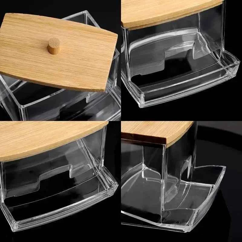 Bamboo Cotton Swab Storage Box