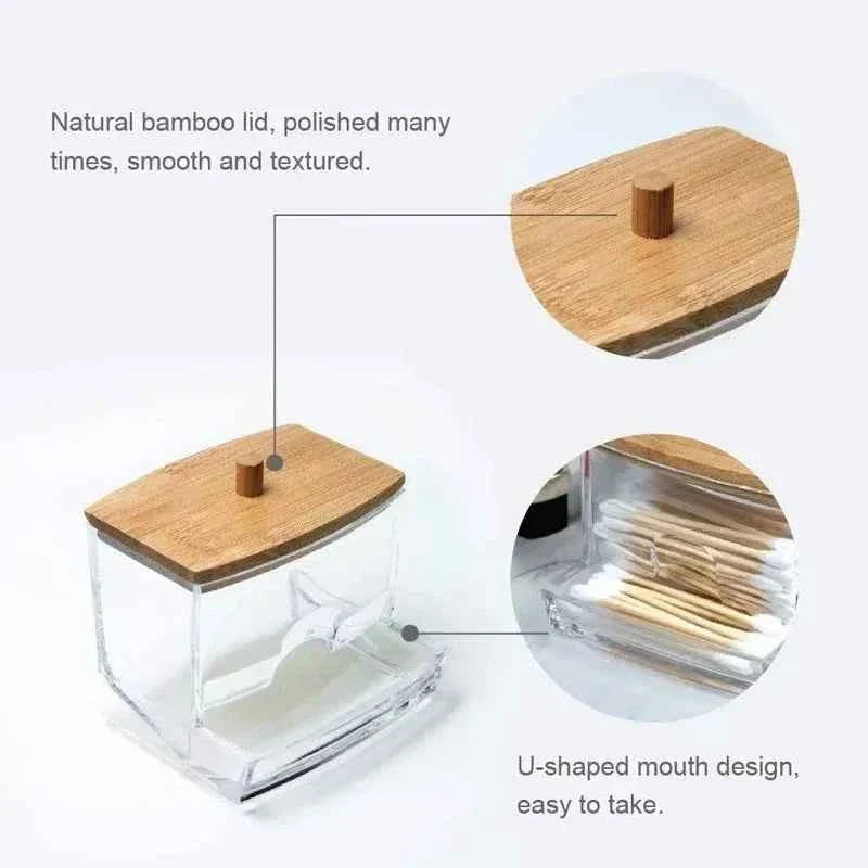 Bamboo Cotton Swab Storage Box