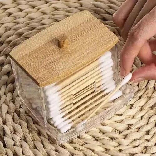 Bamboo Cotton Swab Storage Box